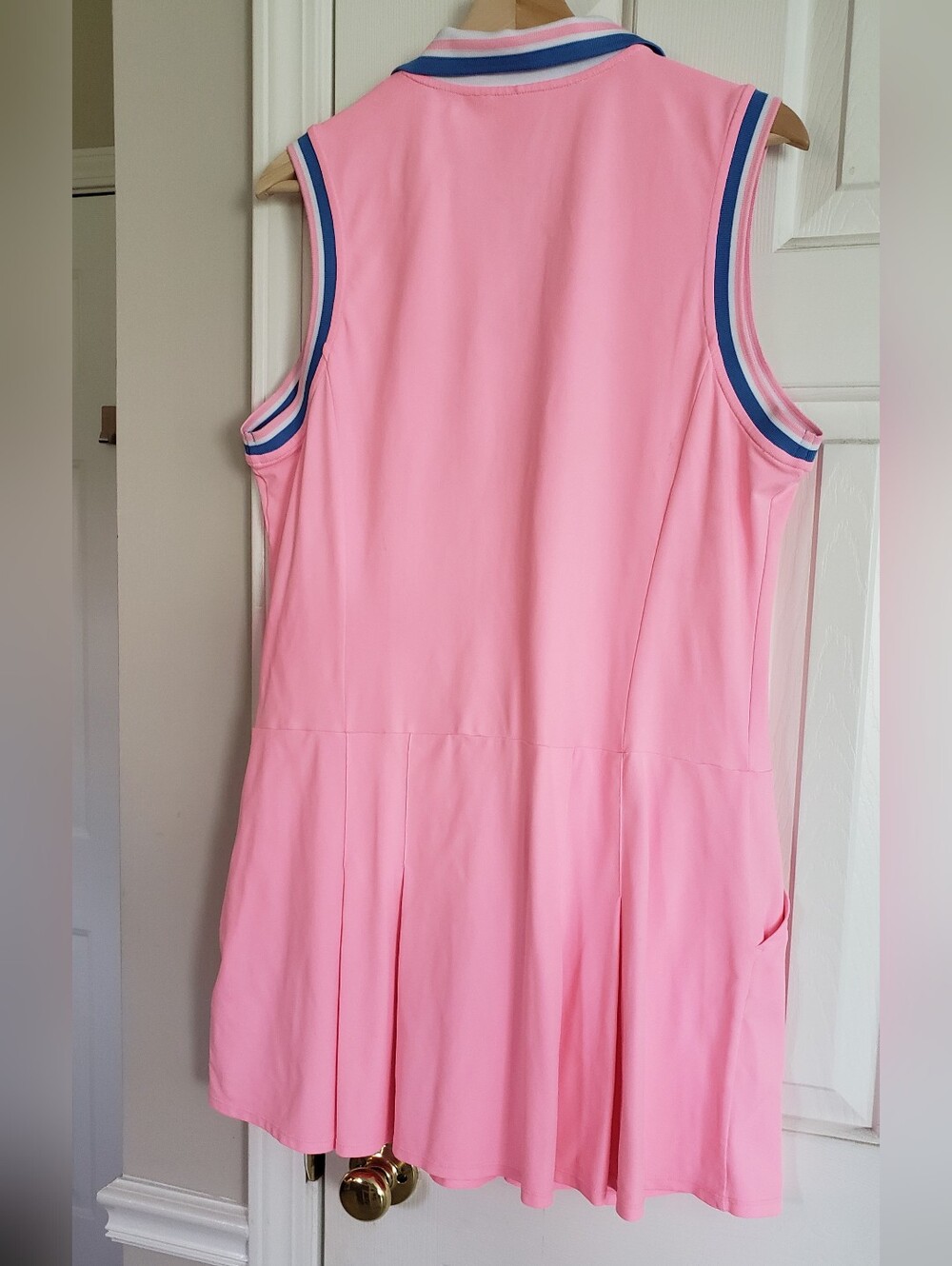 Lilly Pulitzer Luxletic Pink Sleeveless Dress with Blue-Trim Collar - Picture 6 of 6